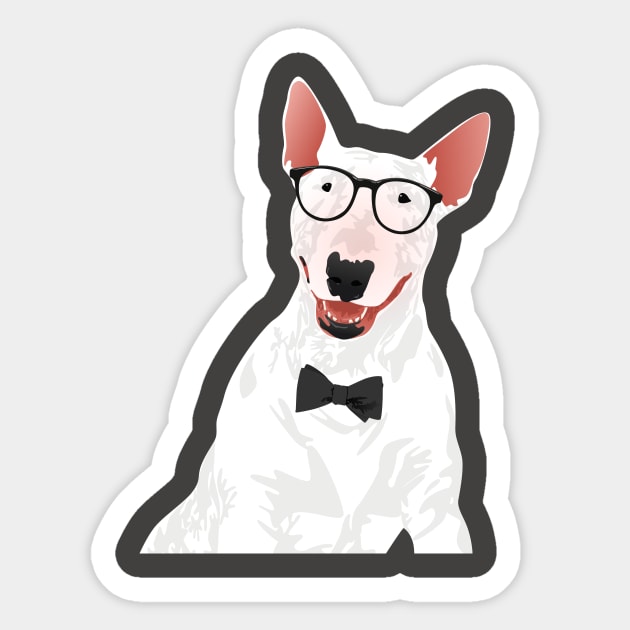 Hipster English Bull Terrier Dog T-Shirt Sticker by riin92